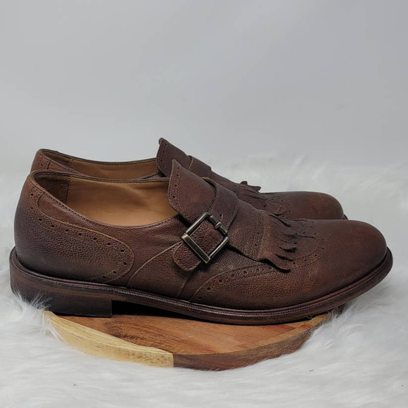 GEOX CUOIO Men\'s Leather Brown Wing Tipped Side Buckle Dress Shoe 44/ US 11 main image 6